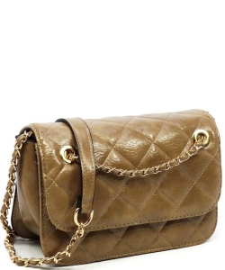 Quilted Flap Over Crossbody Bag  DL710Q STONE